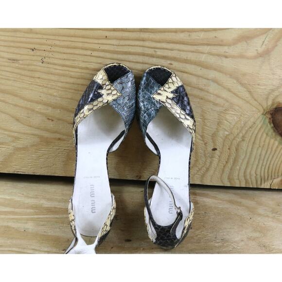 Miu Miu Shoes Womens 9 Heels Snake Python Leather Platform Buckle 2003 Vtg Y2K - Picture 5 of 13